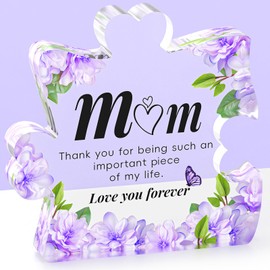 BlessedSeason Mom Gifts from Daughter Son, Engraved Acrylic Block Puzzle Present 3.7 * 3.9 Inch, Christmas Gifts for Mom, Mom Birthday Gifts, Thank You Gifts for Women, Thanksgiving Gift Idea