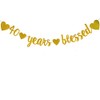 WEIANDBO 40 Years Blessed Gold Glitter Banner,Pre-Strung,40th Birthday/Wedding Anniversary Party