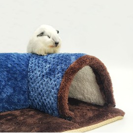 TCYYNEK Warm Guinea Pig Hideout Tunnel Bed, Soft Removable Guinea Pig Tunnels and Tubes for Cage, Sturdy Small Animal Tunnel for Rat, Hamster Hedgehog, Chinchilla (Brown)