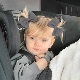 Baby Girls Hair 3'' Bows Clips Set Handmade Bow Hair Clips Hair Accessories Alligator Clip for Babies Infant Toddlers Little Kids 6 PCS Navy Blue Dark Green Gray