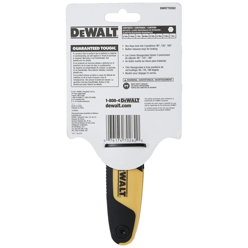DEWALT Hex Key Set, SAE, Folding/Locking, 8 Keys (DWHT70262M)