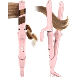 Travel Curling Iron,100-120V Dual Voltage Curling Iron 1 inch,2 in 1 Hair Straightener and Curler for Short/Shoulder Length Hair