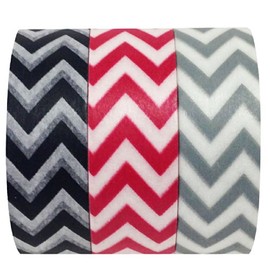 Wrapables Washi Masking Tape, 10M by 15mm, Tire Tracks, Set of 3