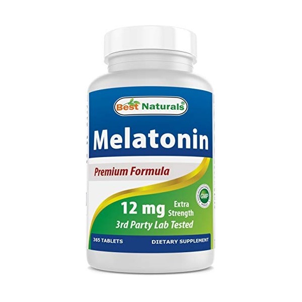Best Naturals Melatonin 12 mg (1 Year Supply) - Drug-Free
