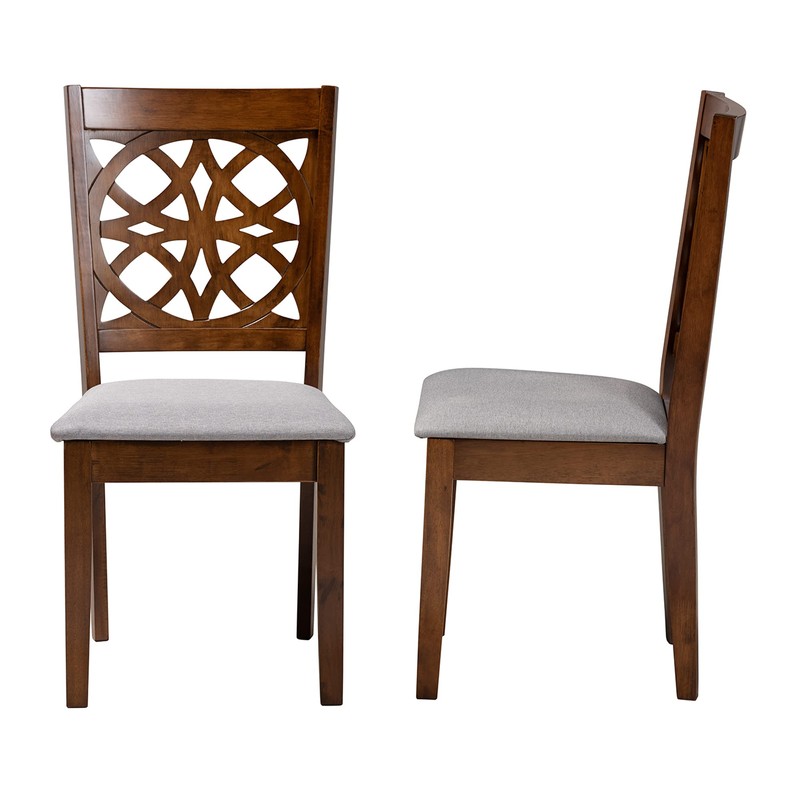 Baxton Studio Abigail Dining Chairs, Set of 2, Grey/Walnut Brown
