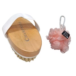 Ch@mpneys Dry Body Brush Wooden Oval, Exfoliating Shower & Bath Brush with Free Beauty Puff(Any Colour)