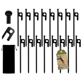 RINVEE 16 Pack Tent Stakes Heavy Duty Forged Steel Camping Stakes for Ground Outdoor Decorations Canopy