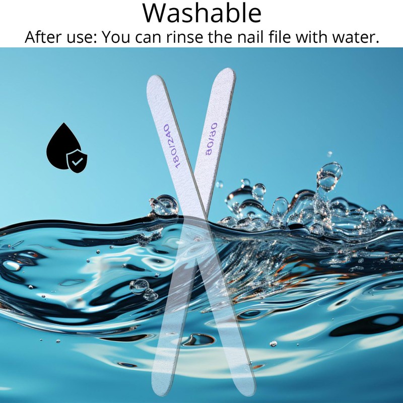Nail Files, Professional Washable Nail Files 4Pcs 80/80 Grit and