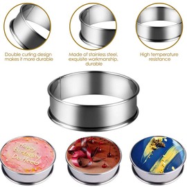 Gutsdoor 12 Pieces Muffin Tart Rings Crumpet Tart Rings Stainless Steel Metal Round Double Rolled English Muffin Rings Mold 3.15 Inch with Free Silicone Oil Brush, Cleaning Brush for Home Baking Tools