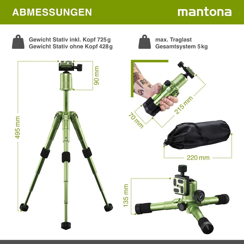 Mantona Kaleido 21185 Mini Photo/Table/Travel Tripod with Ball Head with