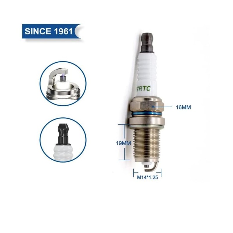 TORCH 2pcs K7RTC Spark Plug Solid Terminal Repalce for 6364/BKR6ES