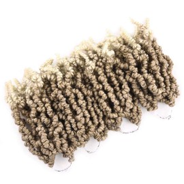 4 Packs Short Curly Spring Pre-twisted Braids Synthetic Crochet Hair Extensions 6 inch 15 strands/pack Ombre Crochet Twist Braids Fiber Fluffy Curly Twist Braiding Hair Bulk (6“ (pack of 4), 1B#)