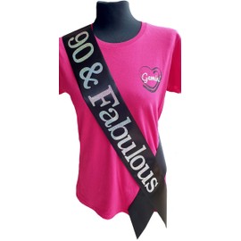 Gemini Ribbons - 90 and Fabulous - 90th Birthday Sash - Holographic - 90th Birthday Party - Womens Mens - Gift