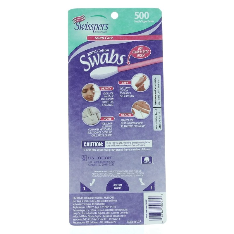 Swisspers Hot Color Cotton Swabs, 100% Cotton, Color Plastic Sticks,