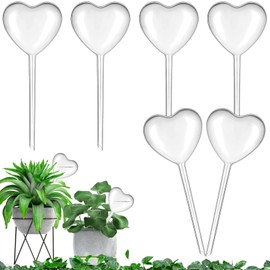 Pack of 6 Large Watering Balls - 25 x 10 cm Heart Plants Watering Balls Potted Plants Self-Watering PVC Watering Balls Water Dispenser for Plants on Holiday for Dosed Watering