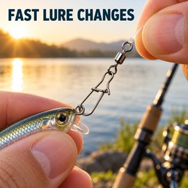 50-Pack Size 10 Duo-Lock Snap Swivels, 20mm 11kg Stainless Steel Fishing Barrel Swivel Connectors