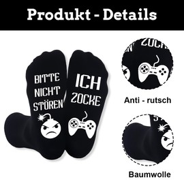 2pcs Lustige Gaming Socken Gamer Geschenk Mit Spruch Bitte Nicht Stören Ich Zocke Zocken Socken Lustig Neuheit Geschenke Für Zocker Männer Herren Frauen Damen Weihnachts Valentinstag Geburtstag