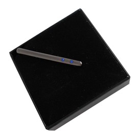 Short Tie Clip Gun Metal 5 cm Long + Blue Crystal Stones Including Gift Box – Elegant Accessories for Silk Tie, Brass