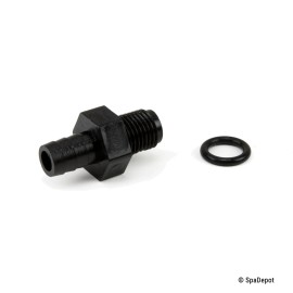 Waterway Drain Plug Barb Adapter for Hot Tub Spa Pumps - 1/4"MPT x 3/8" w/O-ring 672-4350