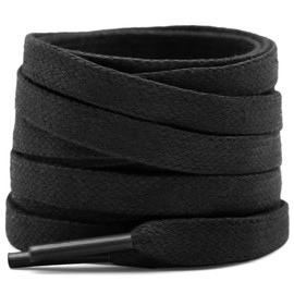 YFINE Flat Waxed Shoe Laces: Sneakers Black Shoelaces for Men&Women Boot - 2 Pair 39 Inch