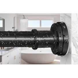 Black Shower Curtain Rod 36-98 Inch(3-8.17ft) Never Rust Non Slip No Drilling Spring Tension Shower Rod, Adjustable Curtain Rod for Bathroom Window Patio
