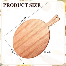 Patelai 12 Piece Round Wood Cutting Board Pizza Peel with Handle Laser Engraving Serving Board Charcuterie Cheese Bread Cutting Board Bulk for DIY Wedding Housewarming Gift(12 Inch, Walnut Wood)
