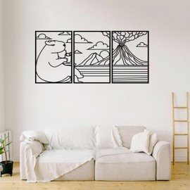 NKTDWO Black Metal Wall Art Decor, Capybara Style Modern Art Wall Sculptures for Minimalist Décor, Perfect for Hanging Living Room, Bedroom, Office