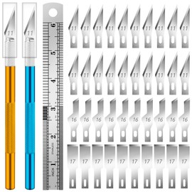 DIYSELF Exacto Knife, 2 Exacto Knives with 40 Spare Exacto Blades, Craft Knife, Hobby Knife, Precision Exacto Knife Set for Crafts, Arts, Modeling, Scrapbooking (#11#16#17)