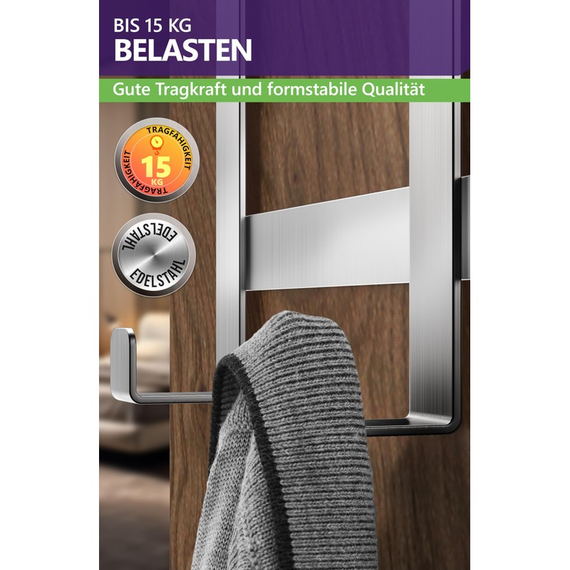 4smile Door Coat Rack for Hanging, Stainless Steel Door Hook,