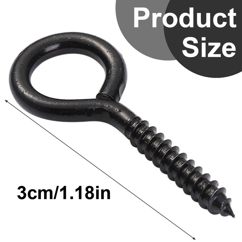 EIHI Pack of 30 Black Eye Bolts Screw Hooks, Eye