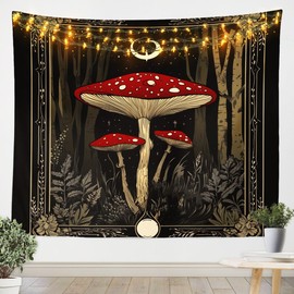 Feelyou Cute Mushroom Decor Wall Hanging Boys Girls Medium 59"x59" Cartoon Mushrooms Tapestry For Kids Women Men Ultra Soft Kawaii Fungus Wall Blanket Mushroom Wall Art Room Decor Wild Mushroom Stuff