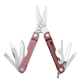 Leatherman Micra Stainless Steel Multi Tool for Keychain, Spring Scissors and 9 Other Everyday Tools, Heathered Blush