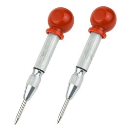 2 Pack Automatic Center Punch, 5 Inch Crushing Hand Tool Spring Punch with Cushion Cap, Metal Impact Center Hole Punch for Metal Wood Glass Plastic(Silver)