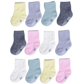T.H.L.S Unisex Baby Socks Seamless Non Slip Grip Anti Skid Cotton Crew Socks for Girls Boys Toddler Kids