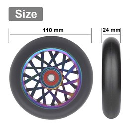 aibiku Pack of 2 110 mm Hollow Core Stunt Scooter Wheels - ABEC 11 Bearings Installed - Suitable for Apollo / Albot / Cox Swain / Hudora / Fuzion Stunt Scooter (Multi-Black)