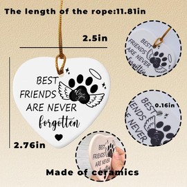 White Christmas Ornament Gift for Daughter Son Loss of Dog Sympathy Gift for Brother Sister Home Decor for Bestie Friend Remembrance Gifts for Loss of Cat Dog Ceramic Tree Ornament