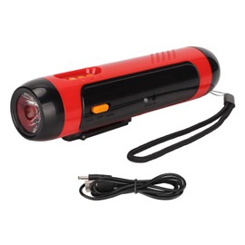 JX‑502 Emergency Flashlight 3W Strong Light LED Hand Crank Flashlight Supports Radio Alarm Function Black Red