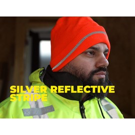 OccuNomix Mens Reflective Beanie Skull-caps, Yellow, Knitted Cap US