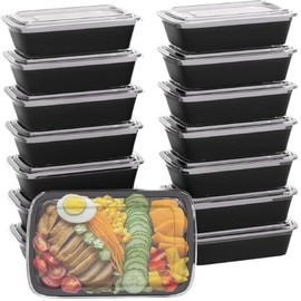 AMD Nexus (40 Pack, 16oz) 1 Compartment Plastic Meal Prep Containers - Reusable BPA Free Food Containers with Airtight Lids - Microwavable, Freezer and Dishwasher Safe