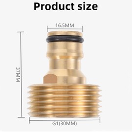 1 Inch Male Thread Brass Quick Coupling Tap Adapter with 1 Inch Male Thread and Plug-In Coupling for Garden Hose (Compatible with Gardena Plug System)