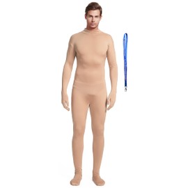 Full Bodysuit With Zipper Helper Unisex Adult Costume Without Hood Spandex Stretch Zentai Unitard Body Suit (Large, Nude)