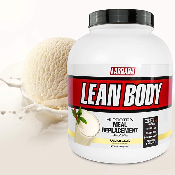 Lean Body All-in-One Vanilla Meal Replacement Shake. 35g Protein, Whey Blend, 7g Healthy Fats & Fibre, 22 Vitamins and Minerals, No Artificial Colours, Gluten Free, (4.6lb Jug) LABRADA