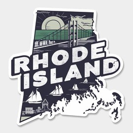 Rhode Island State Printed Sticker Vinyl Decal USA RI United States Car Window