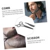 MERRYHAPY 3pcs Mustache Scissors Set Beard Comb Nose Hair Clipper
