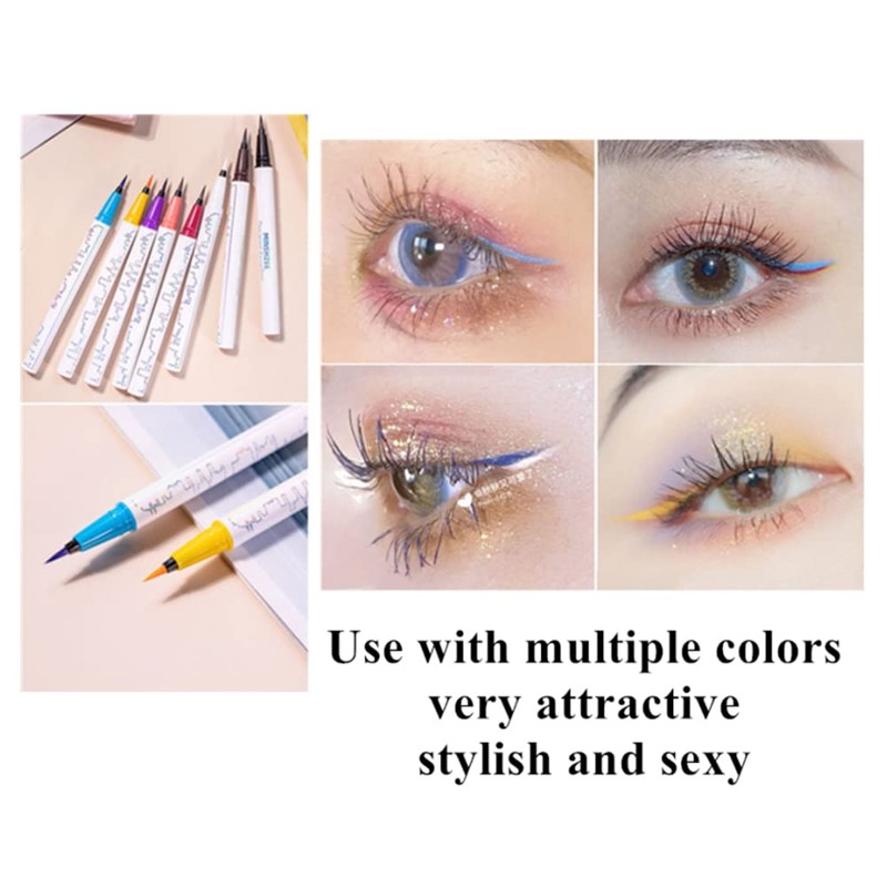 Coloured Eyeliner Durable Waterproof Liquid Eyeliner Pen, Highly Pigmented Smudge-proof