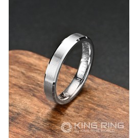 King Ring 4mm Tungsten Ring – Super Polished Matt Silver Rings For Men & Women Mens Wedding Band for Him & Her K13 – Silver 10