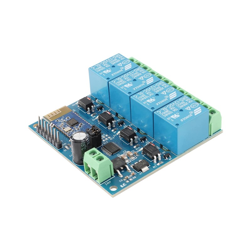 JESSINIE 12V 4 Channels Bluetooth Relay Module 4 Way Bluetooth