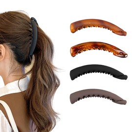 WKRTDY 4 Pack: Large Vintage Banana Hair Clips for Women and Girls with Thick Hair - Perfect for Ponytail and Other Hairstyles, Essential Beauty Accessory