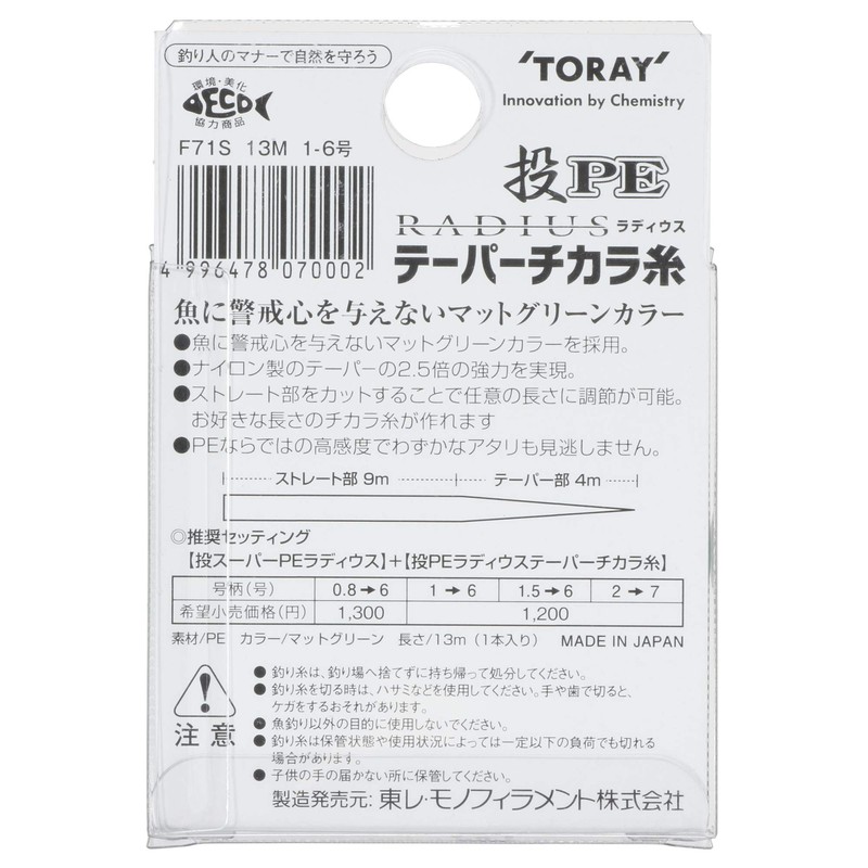 Toray PE Line Throw PE Radius Tapered Power Thread, 36.8