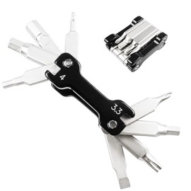 Bicycle Multi-tool, 8 in 1 Portable Folding Bicycle Repair Kit with 7 Hexagon Spoke Wrenches and 1 Screwdriver, Compact and Portable, Suitable for Bicycle Riders(1.57*1.26*0.55 Inch, Black & Sliver)
